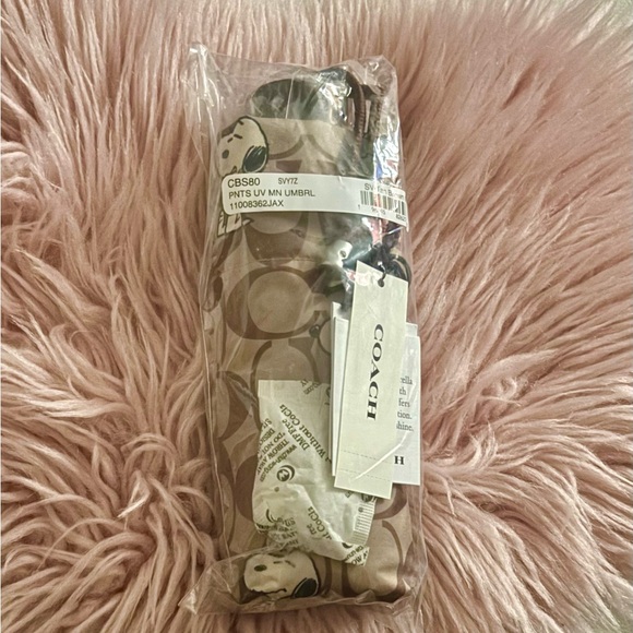 Coach NEW Coach X Peanuts Snoopy Print Brown Multi UV Protection Mini Umbrella - Picture 10 of 16